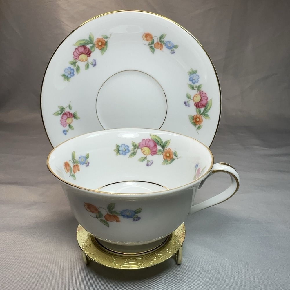 MINT Noritake Occupied Japan Tea Cup Saucer‎ Floral Gold Grandmillennial Tea Cup - Picture 12 of 12